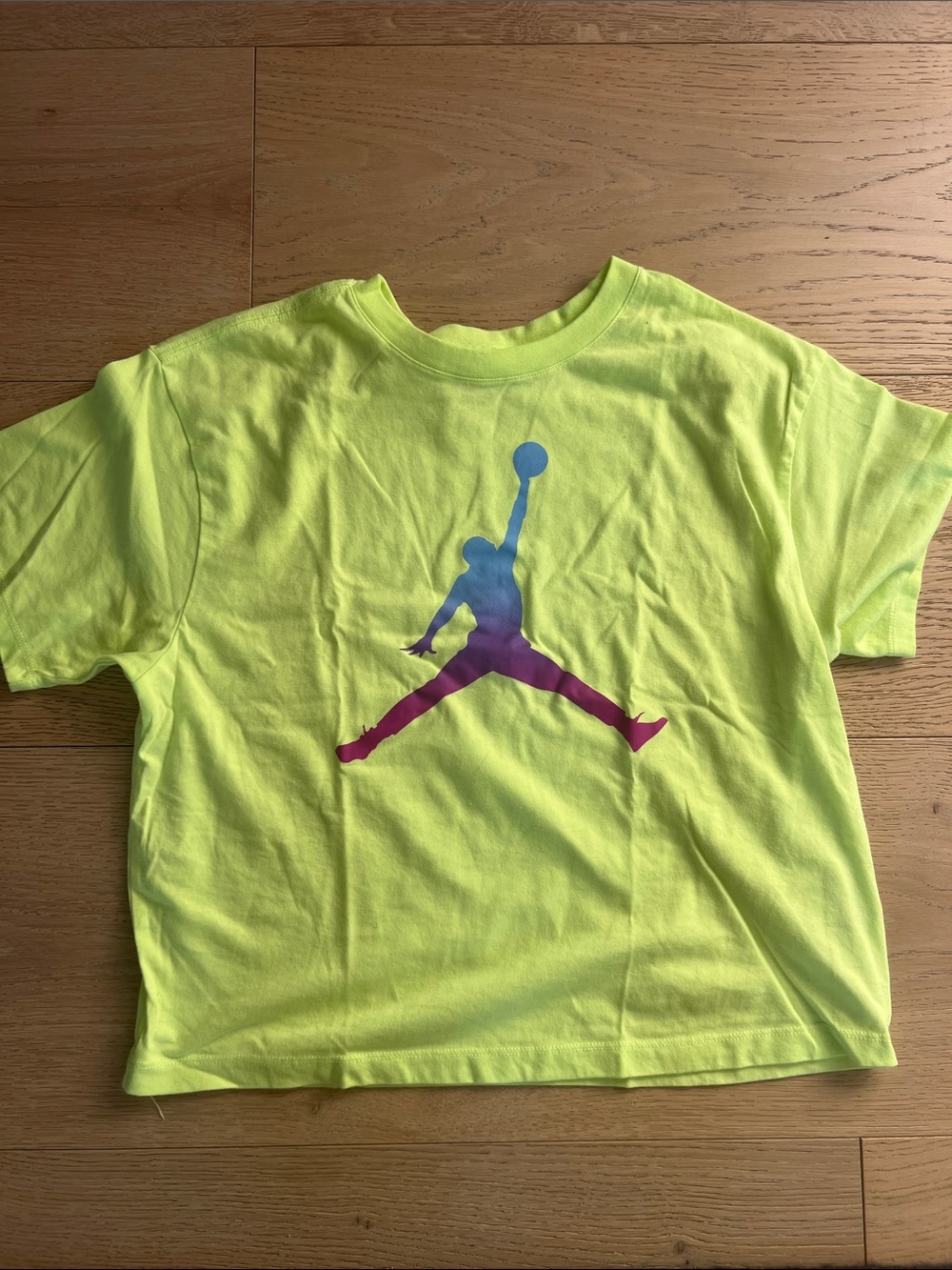 Jordan Neon Yellow Kids XL Short Sleeve Tee with Gradient Jumpman